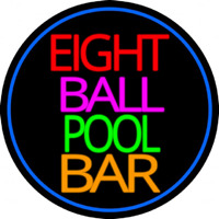 Eight Ball Pool Bar Oval With Blue Border Neontábla