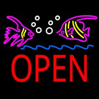 Fish Logo Block Open Neontábla