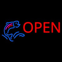 Fish Logo Open Block Neontábla