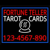 Fortune Teller Tarot Cards With Phone Number Blue Border Neontábla