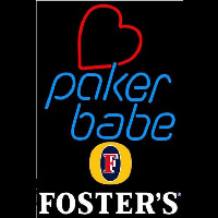 Fosters Poker Girl Heart Babe Beer Sign Neontábla