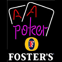 Fosters Purple Lettering Red Aces White Cards Beer Sign Neontábla