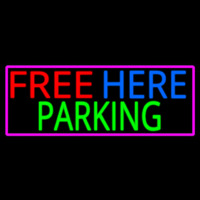 Free Here Parking With Pink Border Neontábla