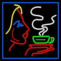 Girl Logo With Hot Coffee Neontábla