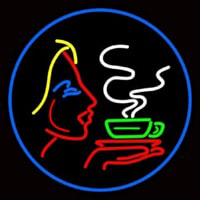 Girl Logo With Hot Coffee Neontábla