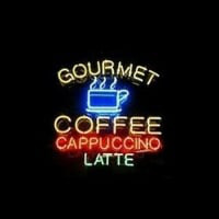 Gourmet Coffee Cappuccino Latte Bolt Nyitva Neontábla