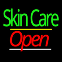 Green Block Skin Care Yellow Line Open Neontábla