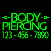 Green Body Piercing With Phone Number Neontábla
