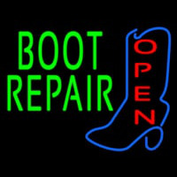 Green Boot Repair With Logo Open Neontábla
