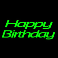 Green Cursive Happy Birthday Neontábla