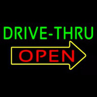 Green Drive Thru Open Arrow Neontábla