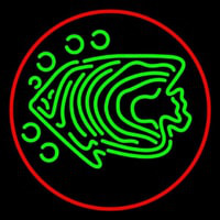 Green Fish Red Circle Neontábla
