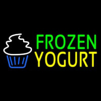 Green Frozen Yogurt Yellow Logo Neontábla