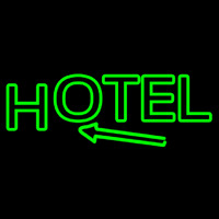Green Hotel With Arrow Neontábla