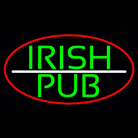 Green Irish Pub Oval With Red Border Neontábla