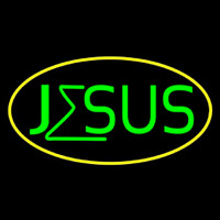 Green Jesus Yellow Border Neontábla