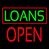 Green Loans Red Border Block Open Neontábla