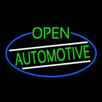 Green Open Automotive Oval With Blue Border Neontábla