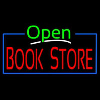 Green Open Book Store Blue Border Neontábla