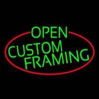 Green Open Custom Framing Oval With Red Border Neontábla