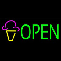 Green Open Ice Cream Cone Neontábla
