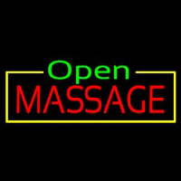 Green Open Red Massage Yellow Border Neontábla