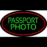 Green Passport Photo Red Oval Neontábla