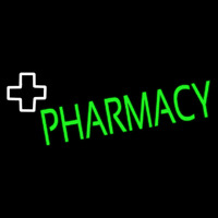 Green Pharmacy With Plus Logo Neontábla