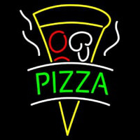 Green Pizza With Logo Neontábla