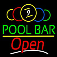 Green Pool Bar Open Neontábla