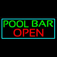 Green Pool Bar Open With Turquoise Border Neontábla