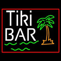 Green Tiki Bar With Palm Tree Neontábla
