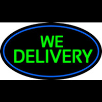 Green We Deliver Oval With Blue Border Neontábla