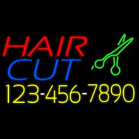 Hair Cut With Number And Scissor Neontábla