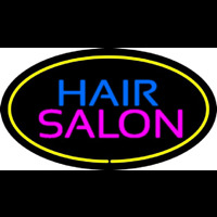 Hair Salon Oval Yellow Neontábla