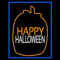 Happy Halloween With Blue Border Neontábla