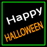 Happy Halloween With Green Border Neontábla