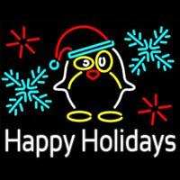 Happy Holidays With Snow Man Logo Neontábla