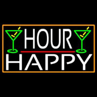 Happy Hour And Martini Glass With Orange Border Neontábla