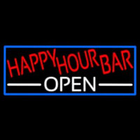 Happy Hour Bar Open With Blue Border Neontábla