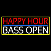 Happy Hour Bass Open With Yellow Border Neontábla