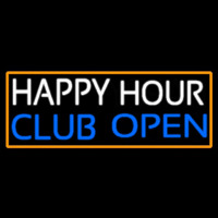 Happy Hour Club Open With Orange Border Neontábla