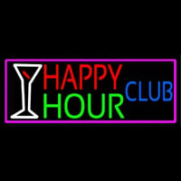 Happy Hour Club With Pink Border Neontábla