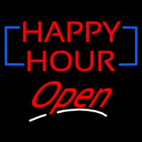 Happy Hour Cursive Open Neontábla