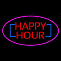 Happy Hour Oval Pink Neontábla