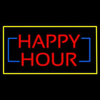 Happy Hour Rectangle Yellow Neontábla