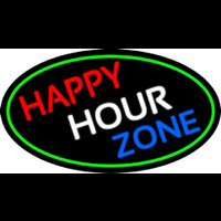 Happy Hour Zone Oval With Green Border Neontábla