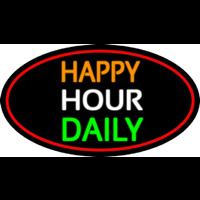 Happy Hours Daily Oval With Red Border Neontábla