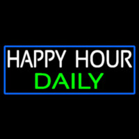 Happy Hours Daily With Blue Border Neontábla