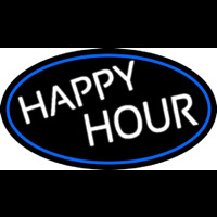 Happy Hours Oval With Blue Border Neontábla